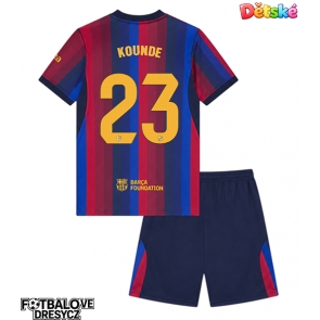 Barcelona Jules Kounde #23 Dětské Domácí dres komplet 2026-27 Krátký Rukáv (+ trenýrky)
